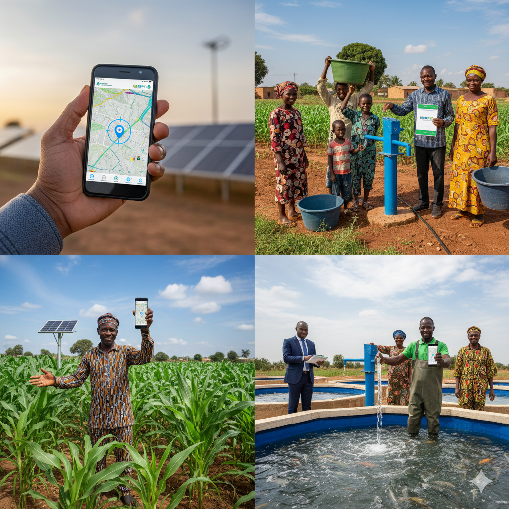 Wino Wino — 4 usages : forage agricole, eau potable, irrigation, énergie solaire